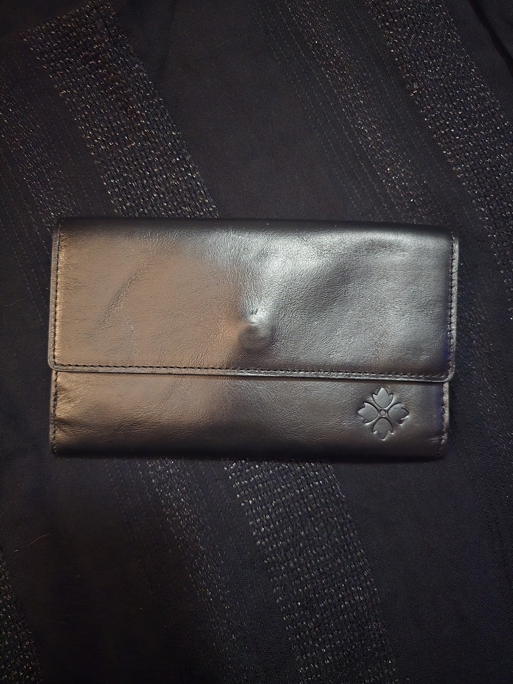 Patricia Nash Black Leather Foldover Wallet